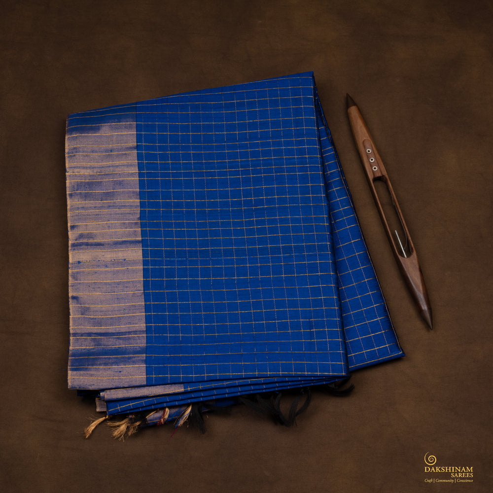 Folded Handwoven Dupion Soft Silk Saree