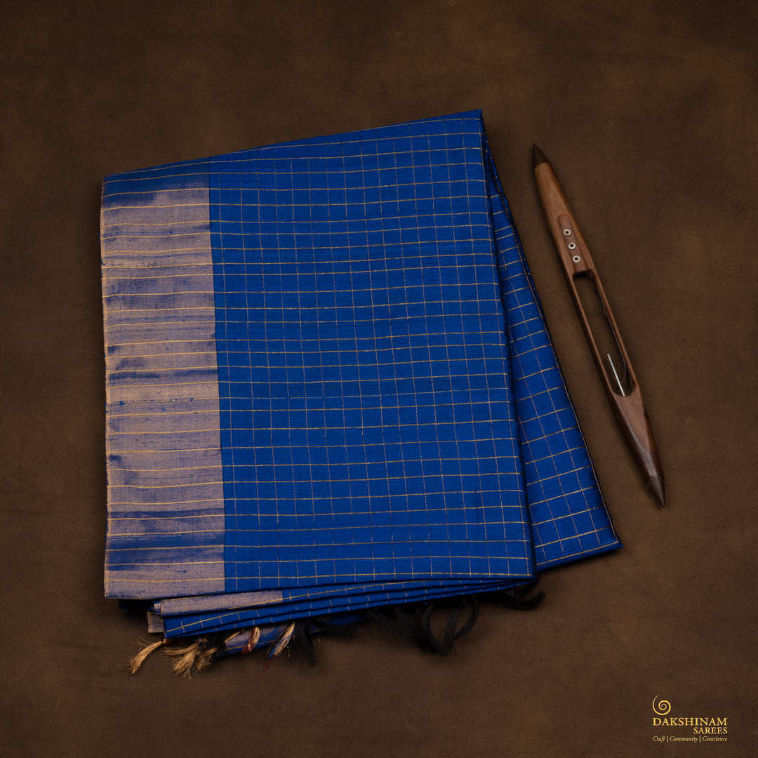 Folded Handwoven Dupion Soft Silk Saree