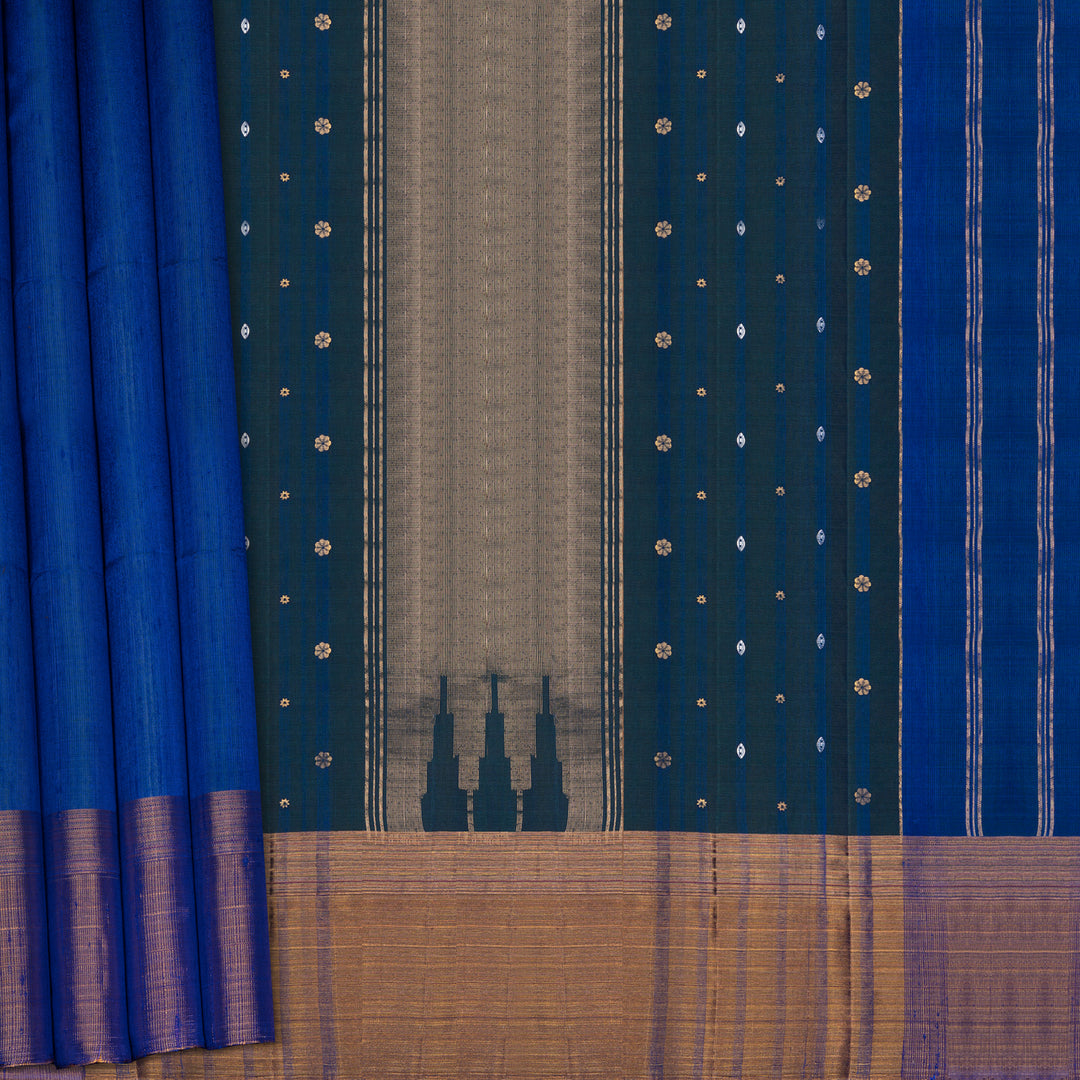 Pleats/body of  Handwoven Dupion Soft Silk Saree