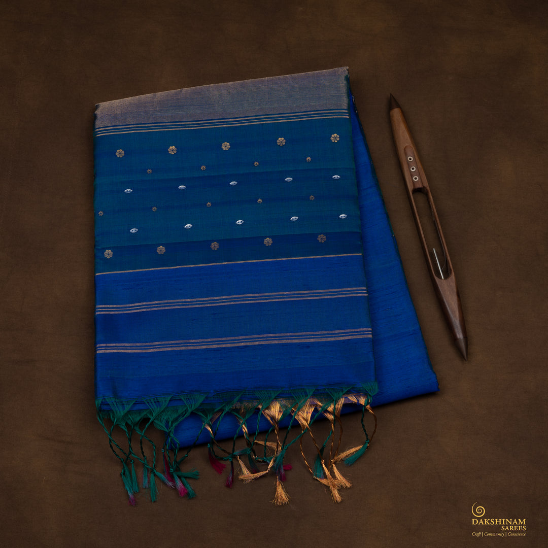 Folded  Handwoven Dupion Soft Silk Saree