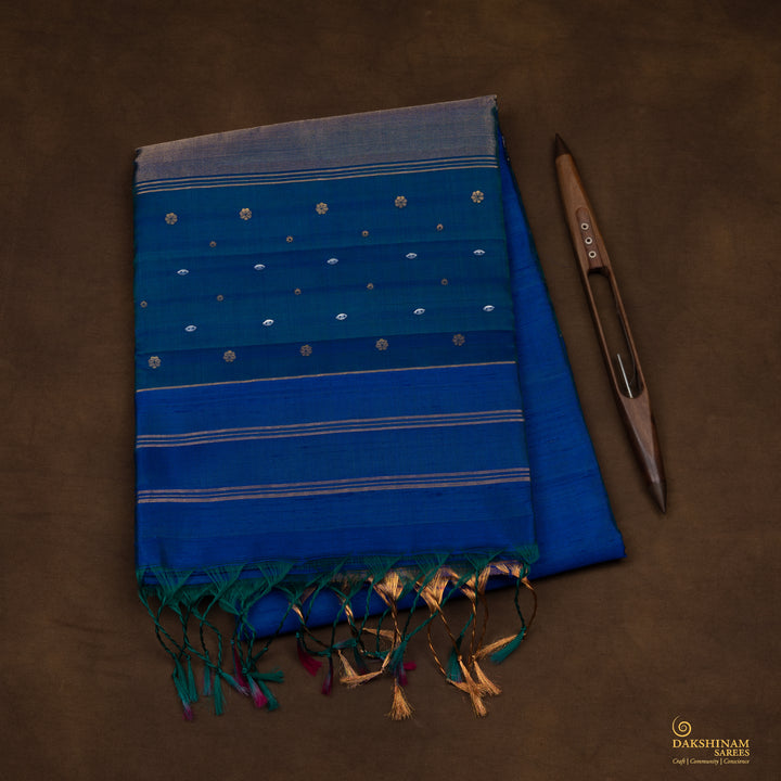 Folded  Handwoven Dupion Soft Silk Saree