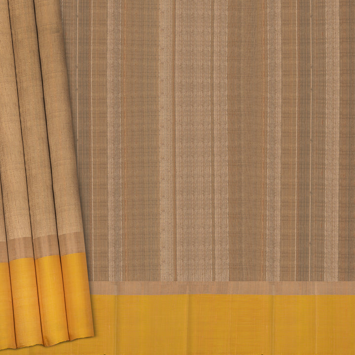 Pleats/body of  Handwoven  Dupion Soft Silk Saree