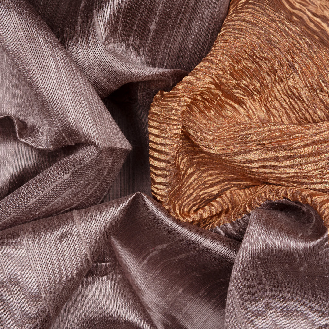 Closeup of Handwoven Dupion Soft Silk Saree 