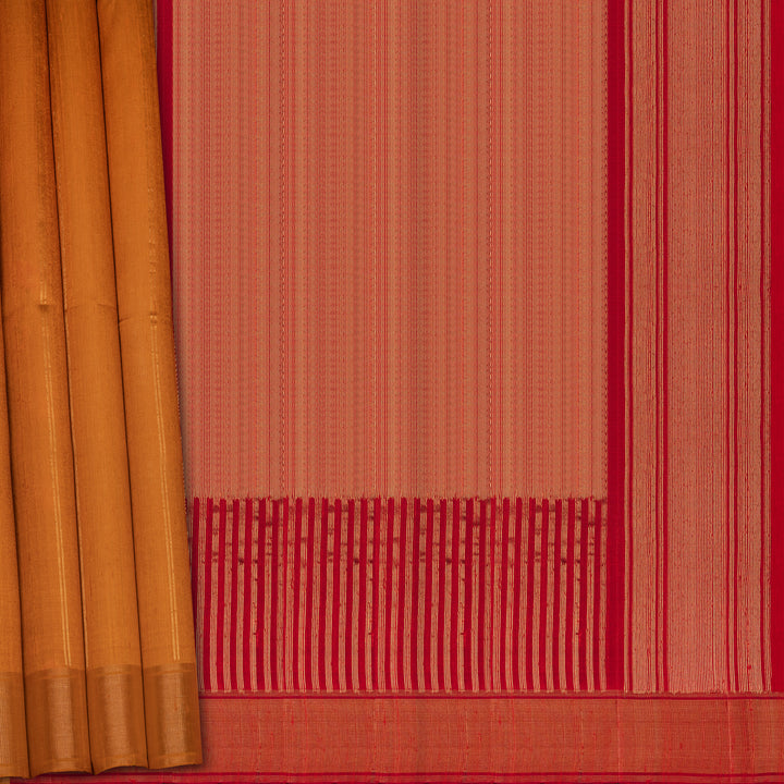 Pleats/body of Handwoven Dupion Soft Silk Saree