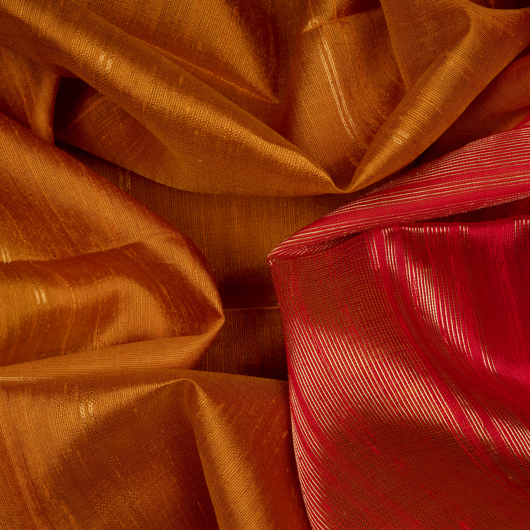 Closeup of Handwoven Dupion Soft Silk Saree