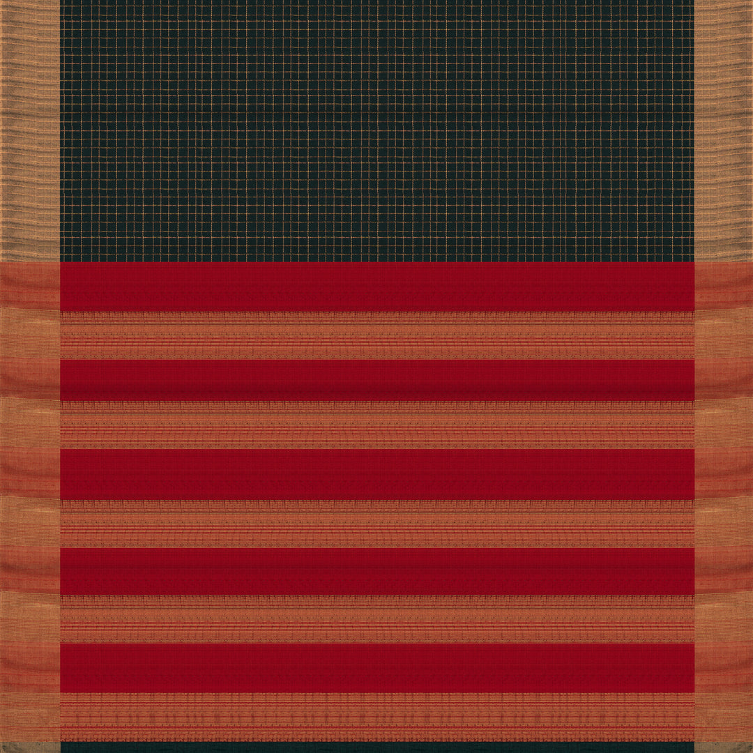 Pallu of Handwoven Dupion Soft Silk Saree