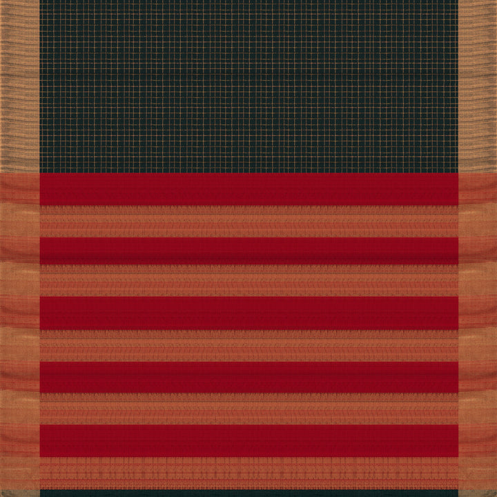 Pallu of Handwoven Dupion Soft Silk Saree