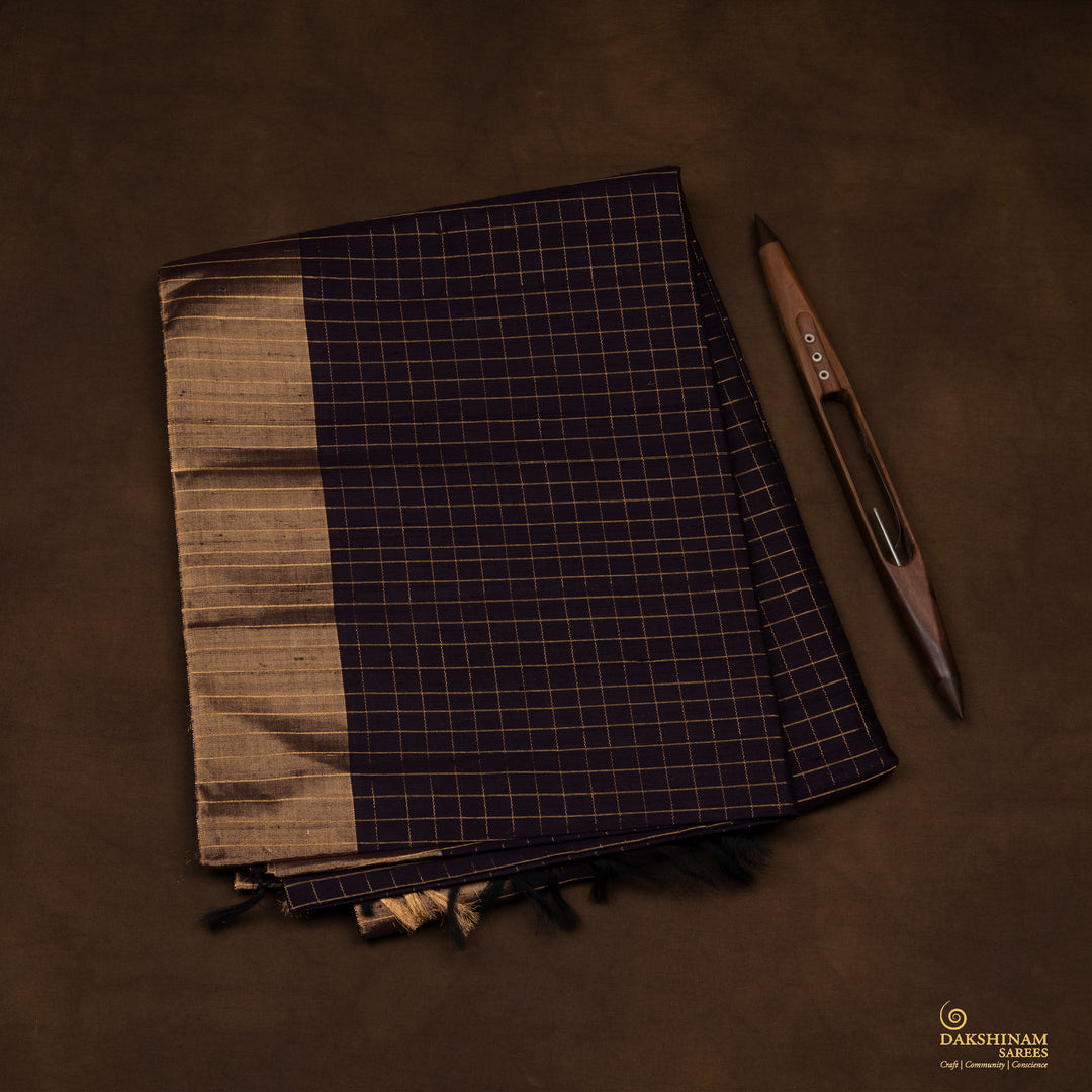 Folded  Handwoven Dupion Soft Silk Saree
