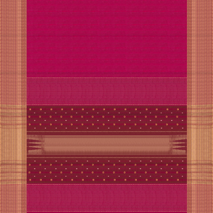 Pallu of Handwoven Dupion Soft Silk Saree