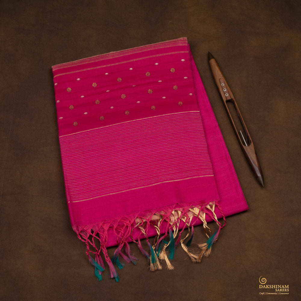 Folded  Handwoven Dupion Soft Silk Saree
