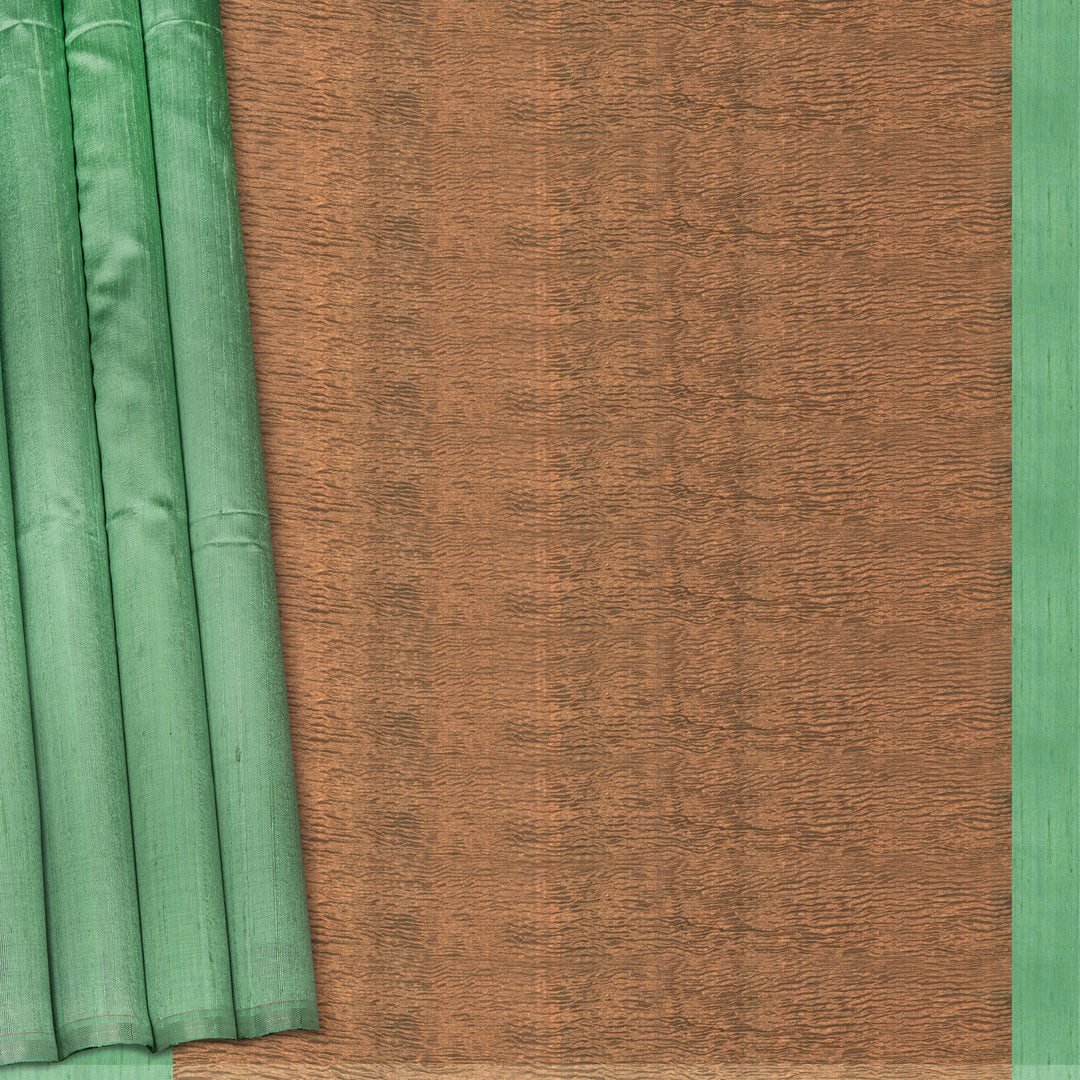 Pleats/body of Handwoven Dupion Soft Silk Saree 