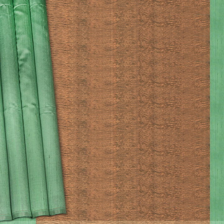 Pleats/body of Handwoven Dupion Soft Silk Saree 