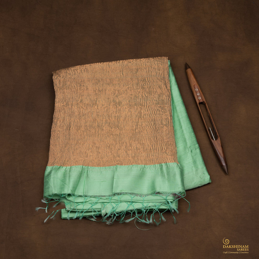 Folded  Handwoven Dupion Soft Silk Saree 