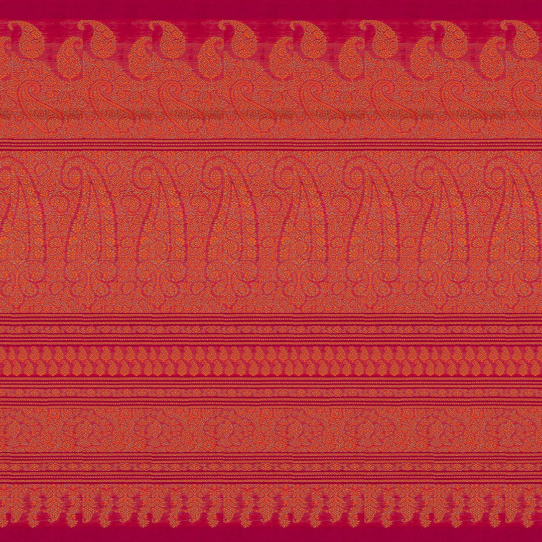 Closeup of Handwoven Pink Silk Cotton Saree 