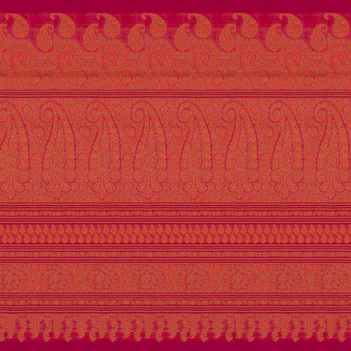 Closeup of Handwoven Pink Silk Cotton Saree 