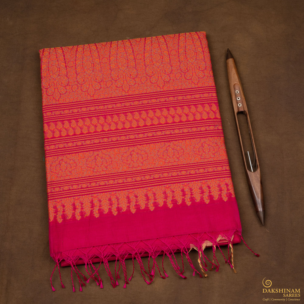 Folded of Handwoven Pink Silk Cotton Saree 