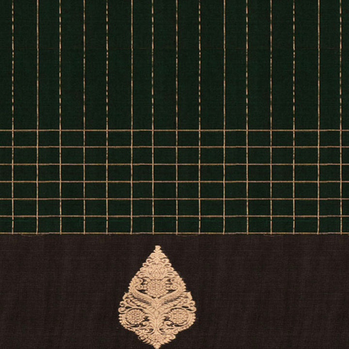 Handwoven Green with Grey Silk Cotton Saree - 2860T013849DSC