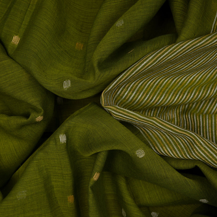 Closeup of Handwoven Bengal Cotton Saree