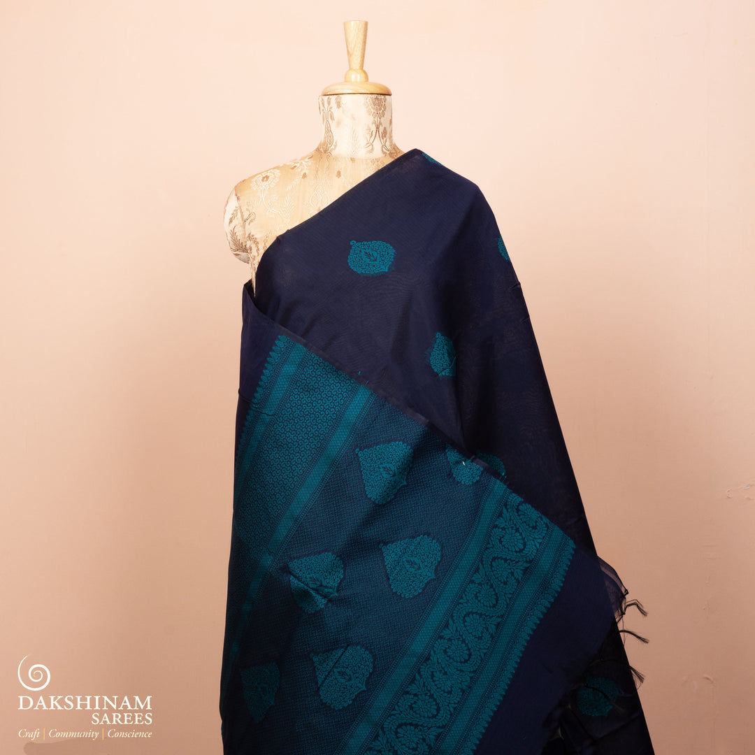 Pleats/body of Handwoven South Cotton Saree 