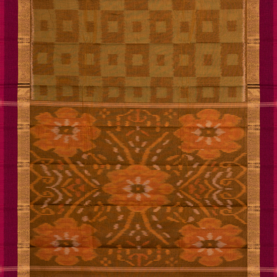 Pallu of Handwoven Ikat Cotton Saree