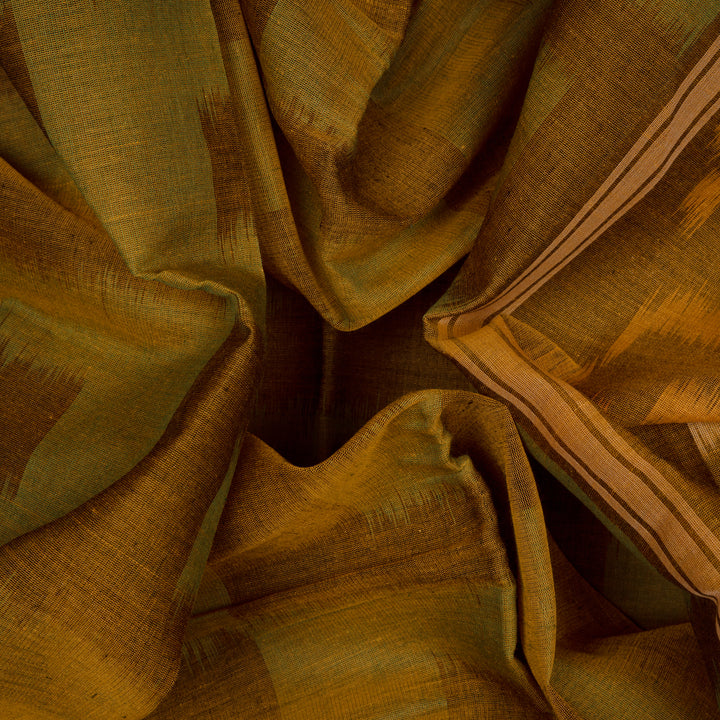 Closeup of  Handwoven Ikat Cotton Saree