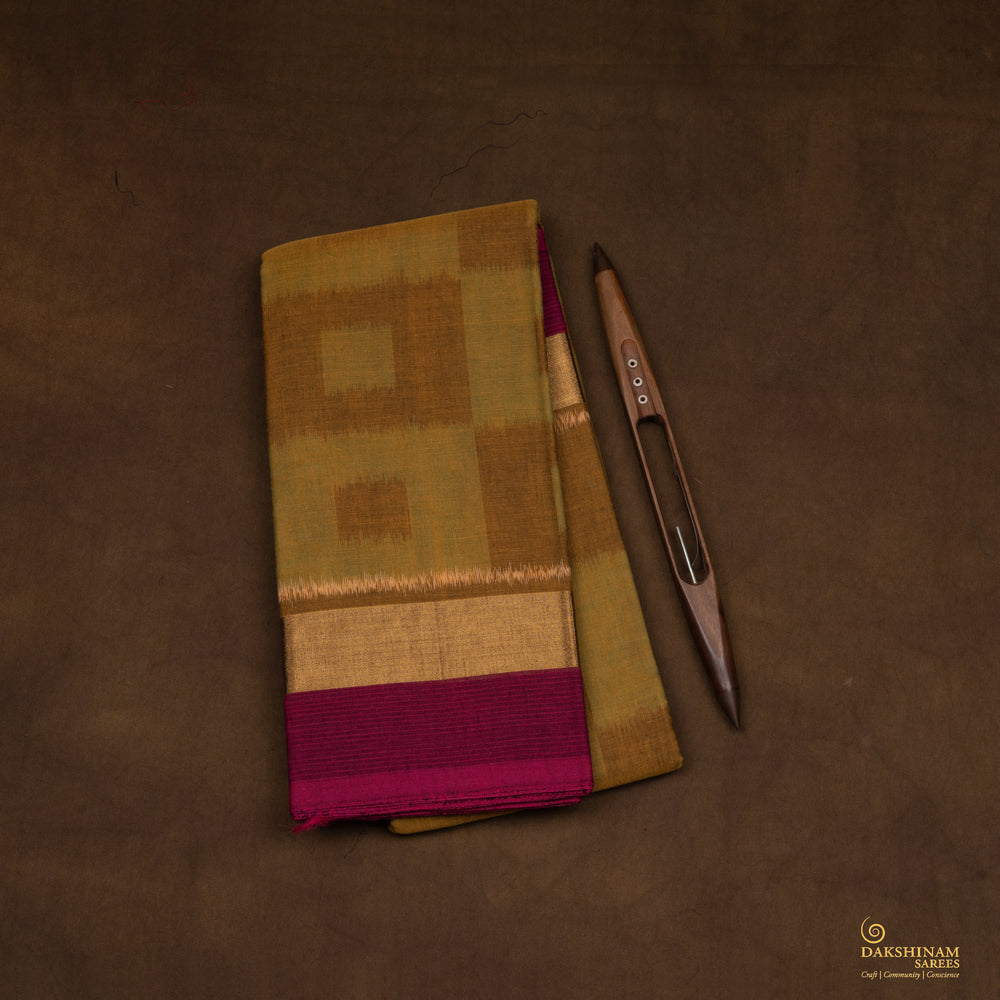 Folded  Handwoven Ikat Cotton Saree