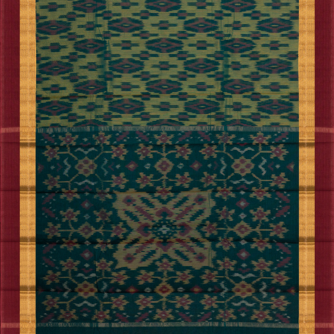Pallu of  Handwoven  Ikat Cotton Saree