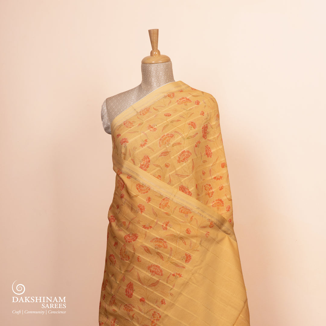Pleats/body of Handwoven Chanderi Silk Saree