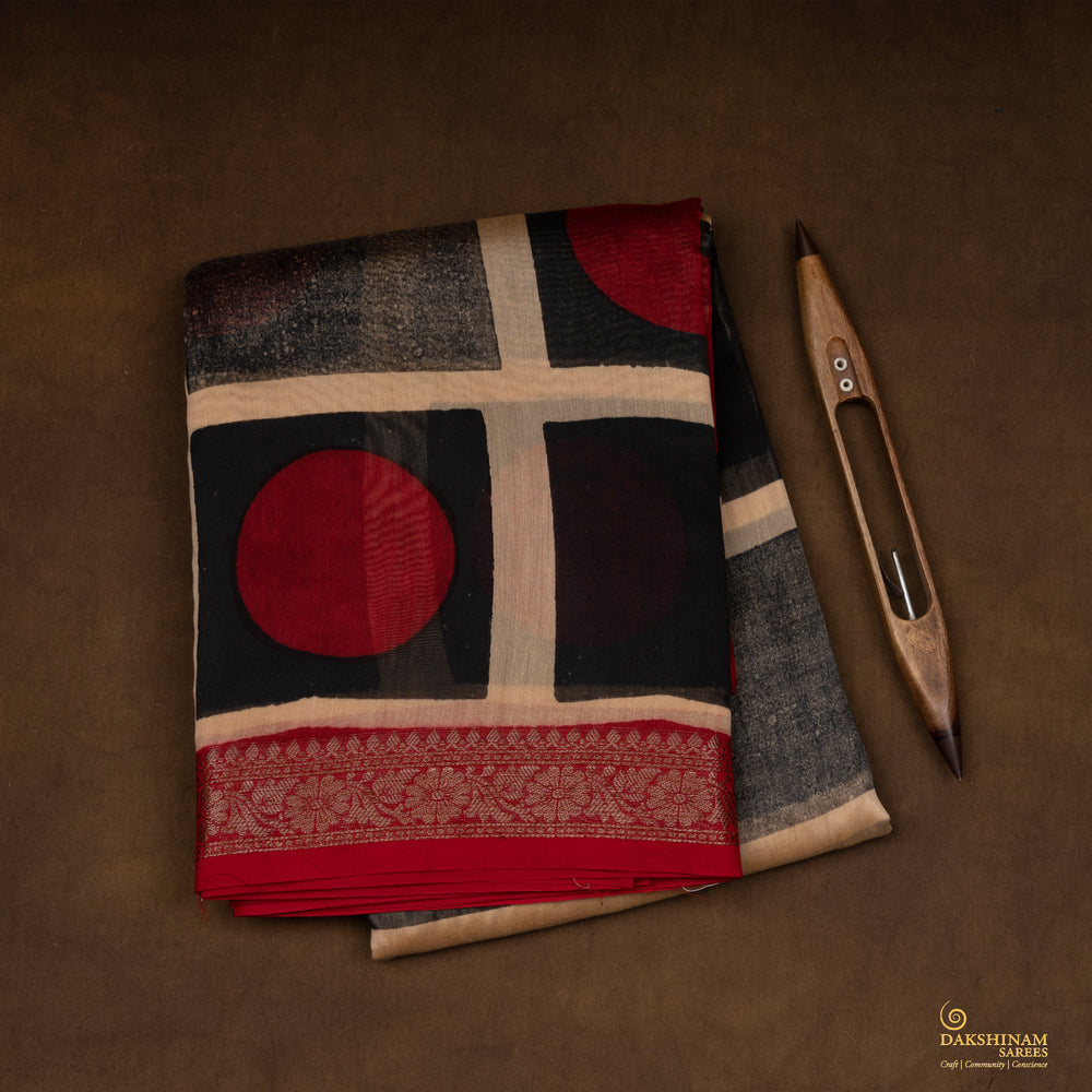 Folded  Handwoven Chanderi Silk Saree