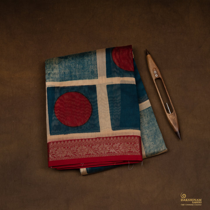 Folded Handwoven Chanderi Silk Saree 