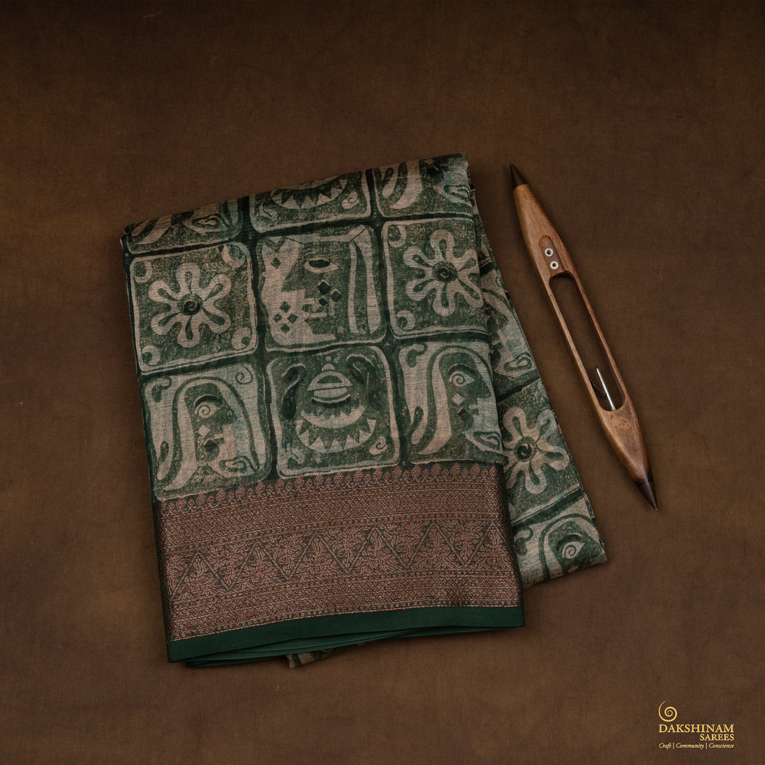 Folded Handwoven Chanderi Silk Saree