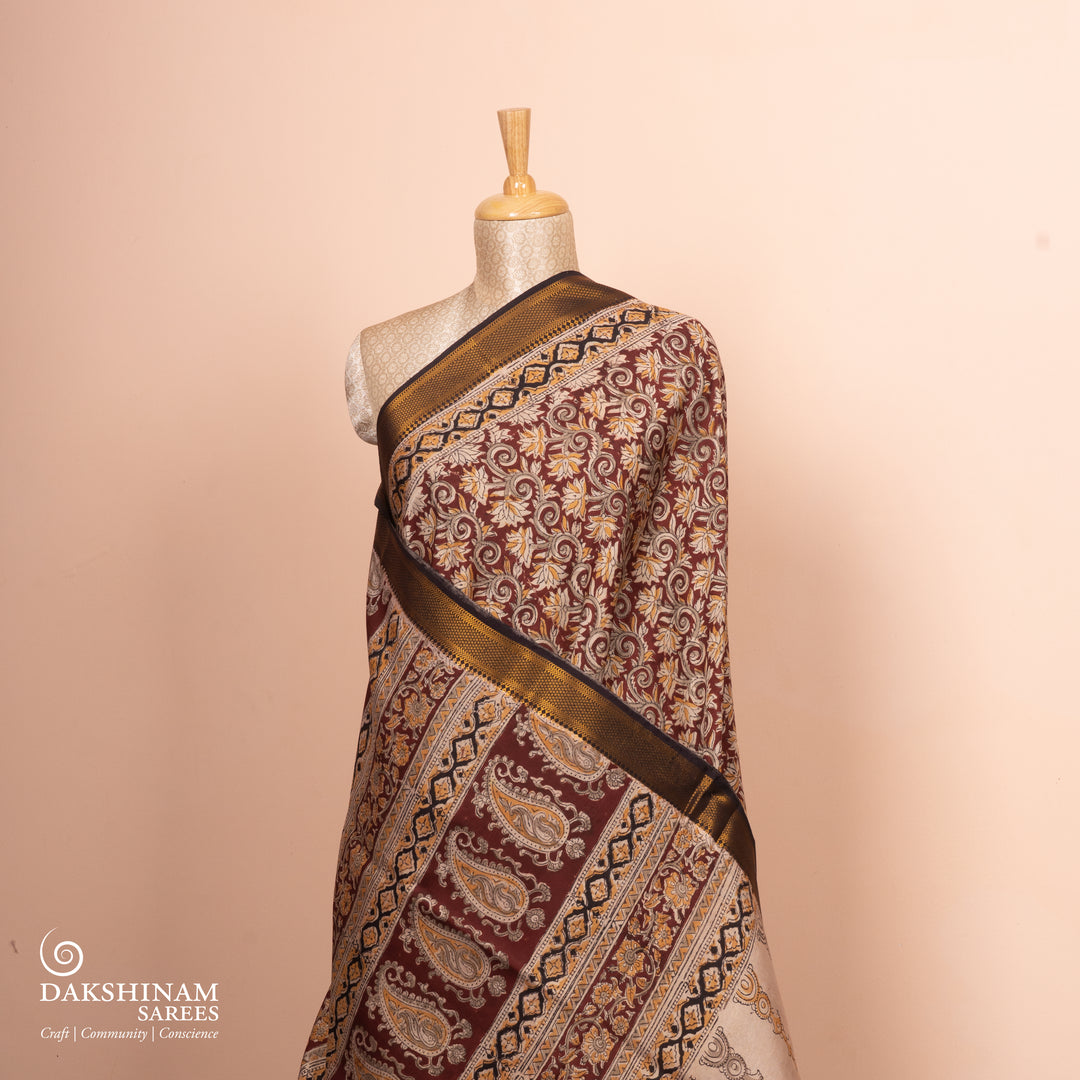 Pleats/body of Handwoven Chanderi Silk Saree