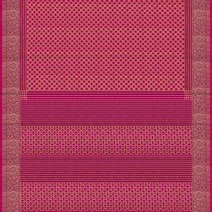 Pallu of Handwoven Pink Chanderi Silk Saree