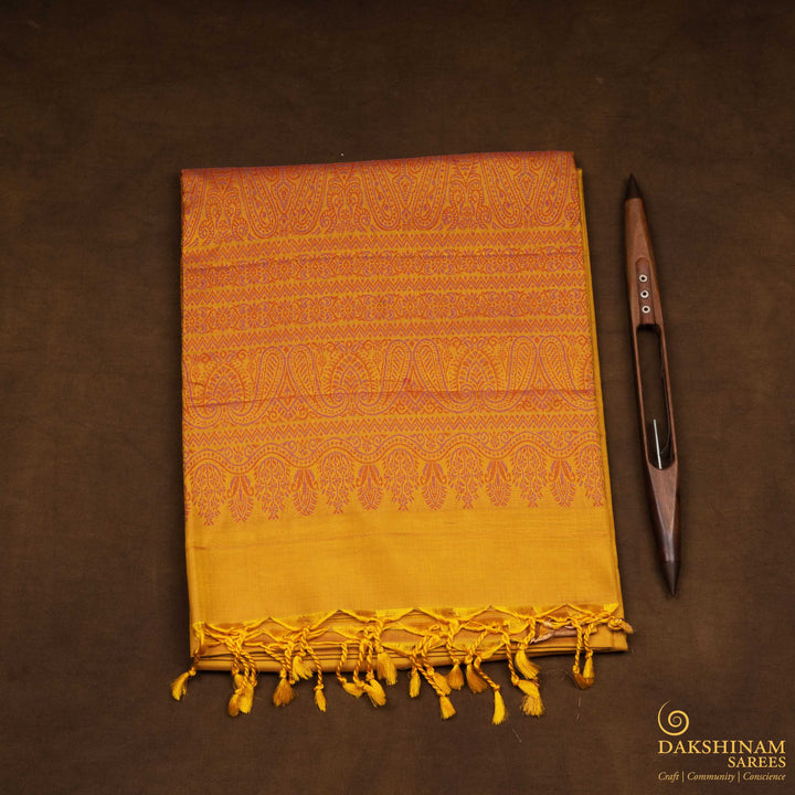Folded of Handwoven Yellow Soft silk Saree