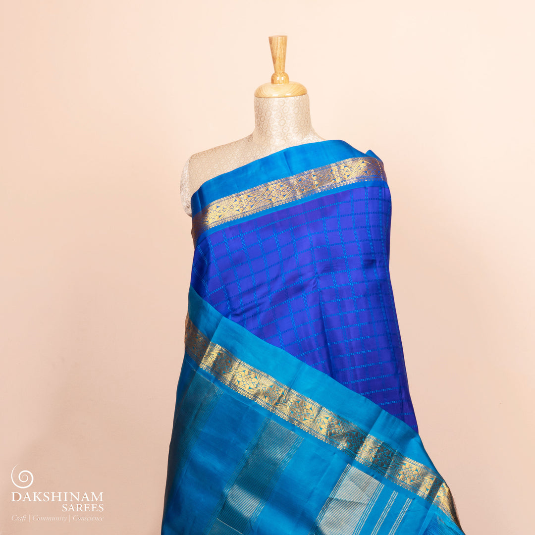 Pleats/body of Handwoven Kanjivaram Silk Saree