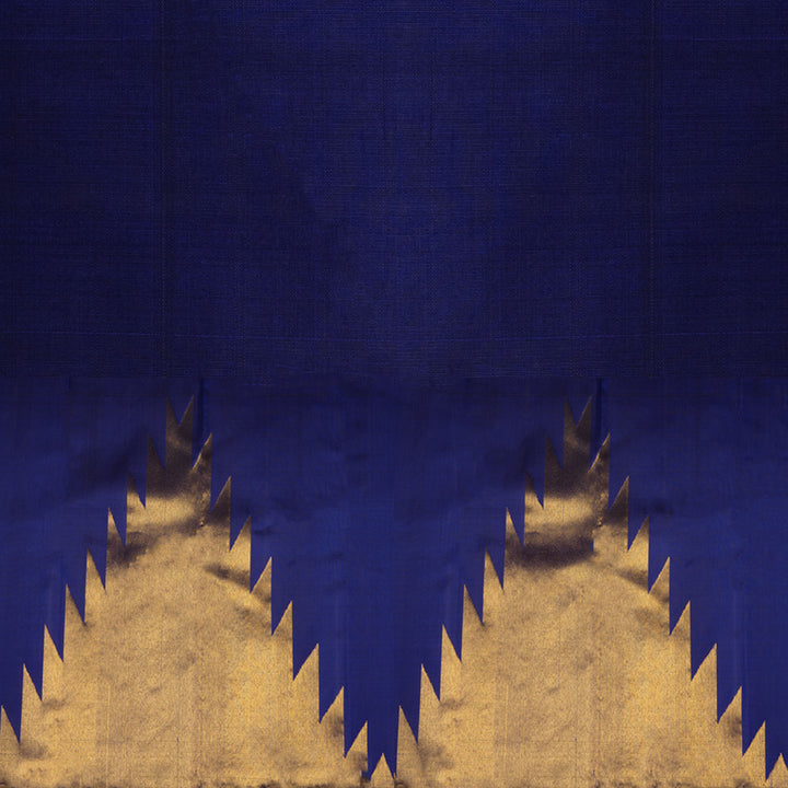 Body design of Handwoven Navy blue temple Kanjivaram silk Saree