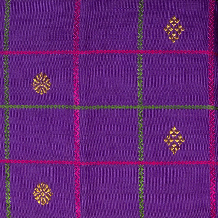 Handwoven Purple with Magenta Kanjivaram silk Saree- 3046T013341DSC