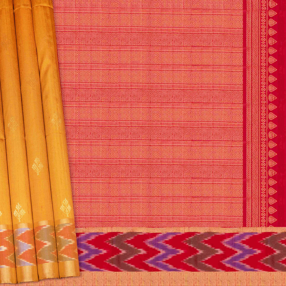pallu with body design  of  Handwoven Ikat Dupion Silk Saree