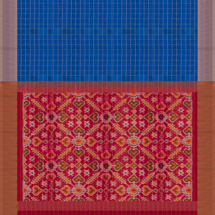 Pallu of Handwoven  Ikat Soft Silk Saree