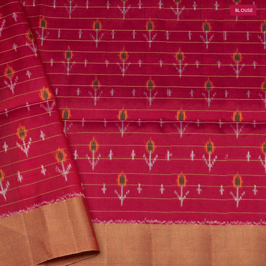 Blouse of  Handwoven  Ikat Soft Silk Saree