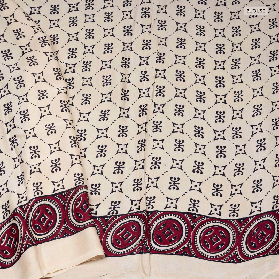 Handwoven Off white Modal Silk Saree- 3002T014849DSC