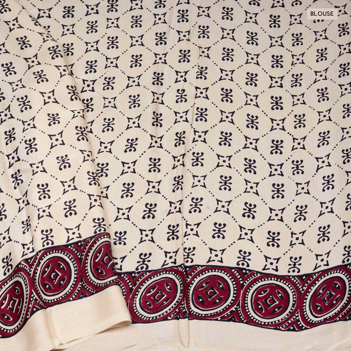 Handwoven Off white Modal Silk Saree- 3002T014849DSC
