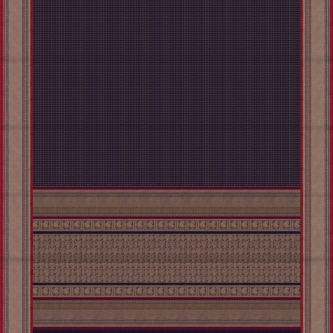 Pallu of Handwoven Blue Kanjivaram Cotton Saree