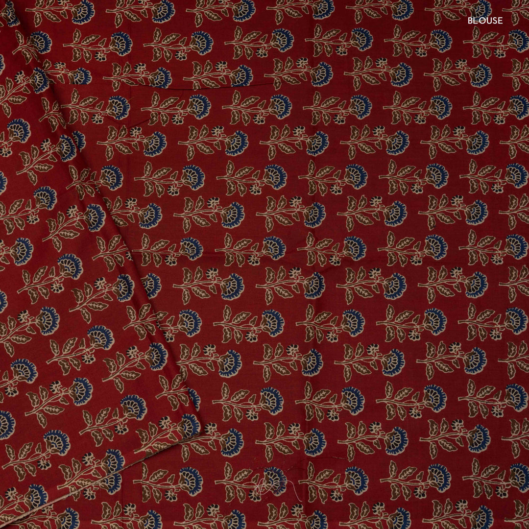 Blouse of Handwoven Orange Chettinad Cotton Saree