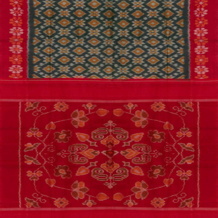 Pallu of  Handwoven Ikat Cotton Saree