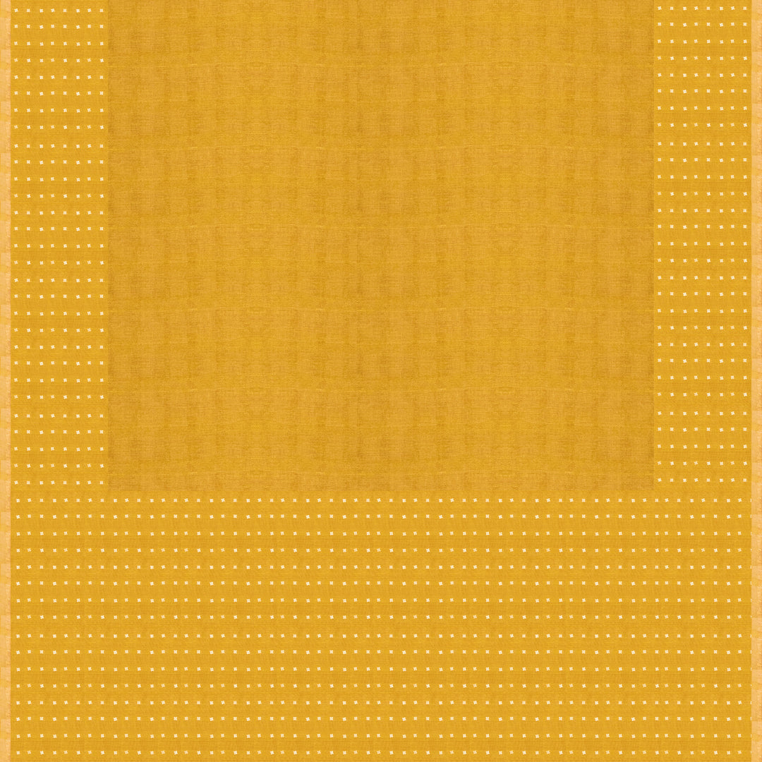 Pallu of Handwoven lime yellow matka silk Saree