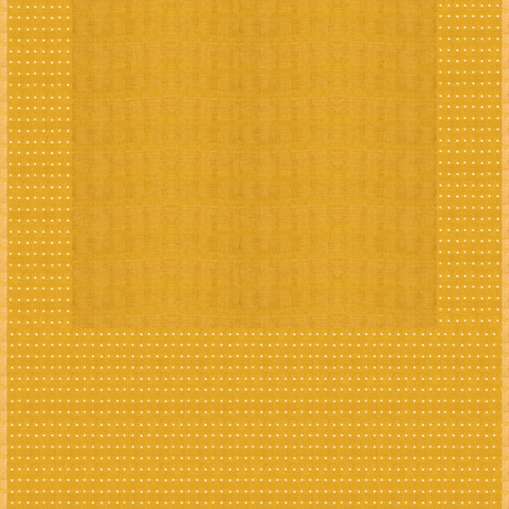 Pallu of Handwoven lime yellow matka silk Saree