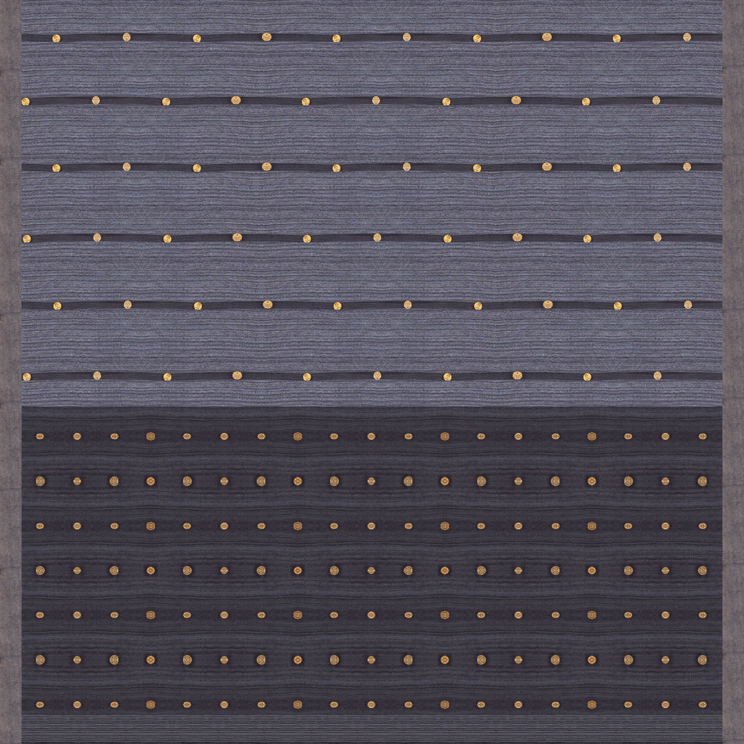 Pallu of Handwoven grey matka kora silk Saree