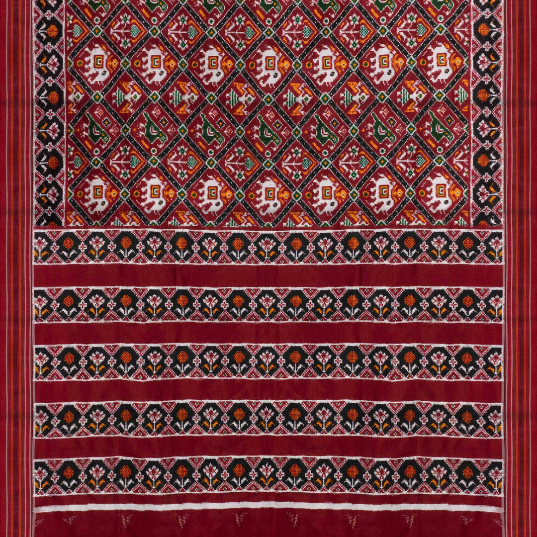 Pallu of Handwoven multicolour patola ikat  Saree