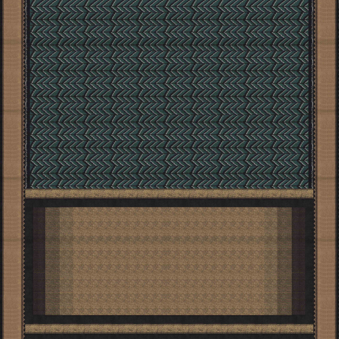 Pallu of Handwoven black Ikkat silk Saree